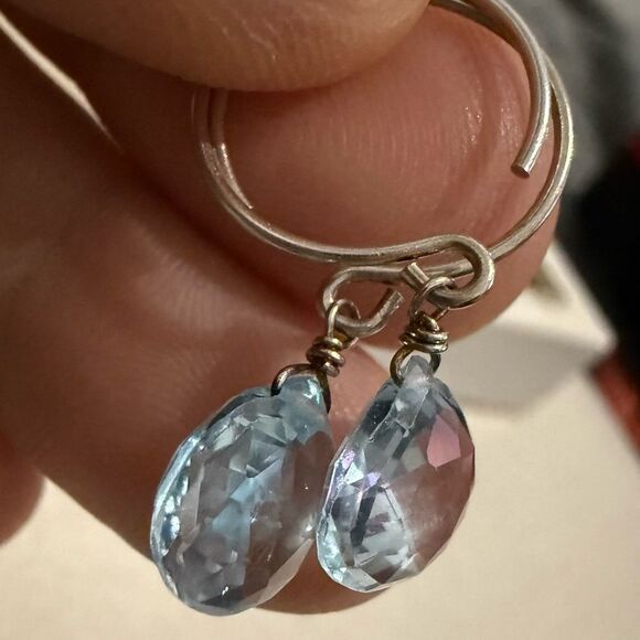 DAINTY BLUE DROP EARRINGS – STERLING-LOOK HANDMADE STYLE - Picture 14 of 17